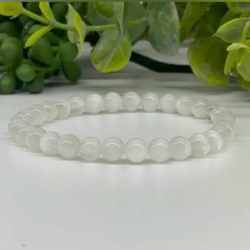 NWT Selenite Stretchable 6mm Bracelet